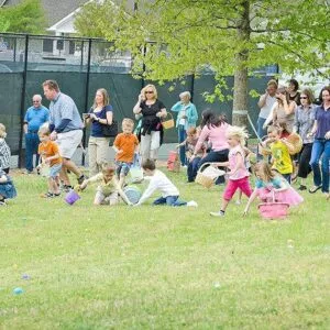 Children at an Easter egg hunt