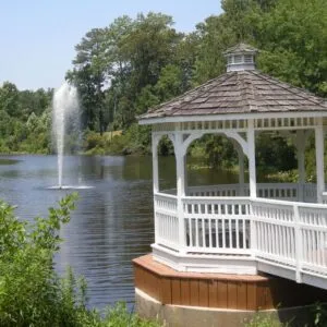Gazebo and pond in Ford's Colony